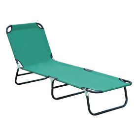 Foldable Outdoor Chaise Lounge Chair, 5-Level Reclining Camping Tanning Chair with Strong Oxford Fabric for Beach, Yard, Patio, Pool, Green (Color: as Pic)