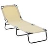 Foldable Outdoor Chaise Lounge Chair, 5-Level Reclining Camping Tanning Chair with Strong Oxford Fabric for Beach, Yard, Patio, Pool, Beige