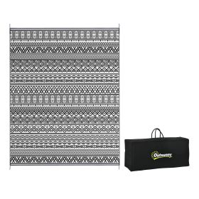 Outsunny Reversible Outdoor Rug, 8' x 10' Waterproof Plastic Straw Floor Mat, Portable RV Camping Carpet with Carry Bag, Large Floor Mat for Back (Color: as Pic)