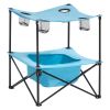 Folding Camping Table, Portable Outdoor Lightweight Picnic Table, 600D Oxford Fabric Waterproof Canvas Travel Beach Tables, with 4 Cup Holders