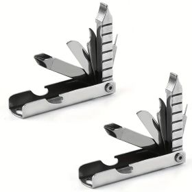 11-in-1 Stainless Steel Multi-Tool with Phone Stand, Folding Knife, Bottle Opener, Screwdriver (Quantity: 2pcs)