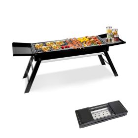Portable Charcoal Grill for Backyard Camping Picnics Beach (type: Grill, Color: Black)