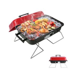 Portable Charcoal Grill for Backyard Camping Picnics Beach (type: Grill, Color: Red)