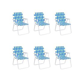 1 Piece Folding Beach Chair Camping Lawn Webbing Chair (Color: Blue, size: Blue  6 Pieces)