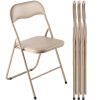 4 Pack Folding Chairs, Foldable Leather Chairs with Heavy Duty Metal Frame & Padded Cushion, Portable Folding Card Table Chairs