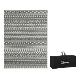 Outsunny Reversible Outdoor Rug, 9' x 12' Waterproof Plastic Straw Floor Mat, Portable RV Camping Carpet with Carry Bag, Large Floor Mat for Backyard (Color: as Pic)