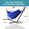 Double Hammock with Space Saving Steel Stand Includes Portable Carrying Case and Head Pillow, 450 Pounds Capacity