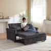 58.27 Inch 3-in-1 Loveseat Sofa Bed - Chenille Fabric Pull-Out Couch Sleeper - Full KD Back Frame, Seat Frame