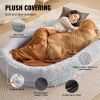 Human Dog Bed, 72" x48"x10" Human Dog Bed for Adult, Human Size Dog Bed with Washable Faux Rabbit Fur Cover, Egg Orthopedic Foam, Storage Pocket