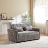 58.27 Inch 3-in-1 Loveseat Sofa Bed - Chenille Fabric Pull-Out Couch Sleeper - Full KD Back Frame, Seat Frame