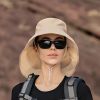 Wide Brim Shawl Ponytail Bucket Hat For Women; Outdoor Fishing Hiking UV Protection Bonnet