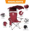 Oversized Camping Chair with Canopy Heavy Duty Folding Outdoor Chair with Armrest Cup Holder and Carry Bag Portable Camp Chair for Beach Fishing Picni