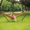 Double Hammock with Space Saving Steel Stand Includes Portable Carrying Case and Head Pillow, 450 Pounds Capacity