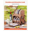 Picnic Backpack, Beach Picnic Backpack Bag for 4 Person with Insulated Cooler Compartment, Detachable Bottle/Wine Holder, Lightweight Blanket
