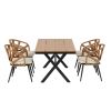U_Style Contemporary Outdoor Set with PE Rattan Chairs and Plastic Wood Table,Suitable for Gardens and Lawns
