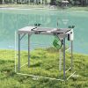 Folding Fish Cleaning Table with Sinks, Portable Camping Sink Table with Faucet, Drainage Hose, Sprayer, Shelf, Drawer and Storage Basket
